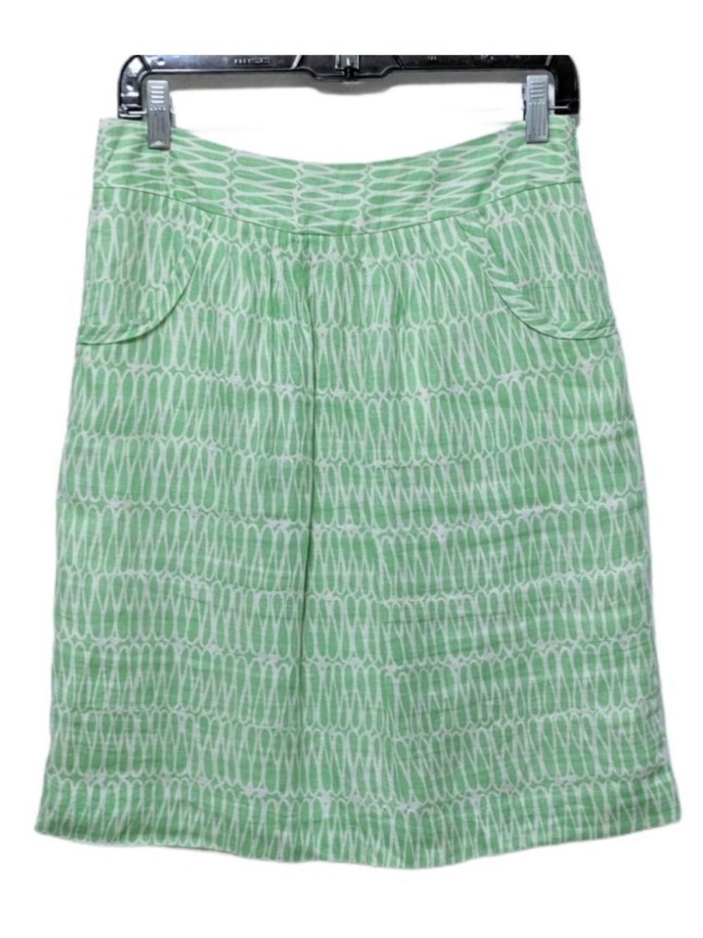 BODEN Green White 100% Linen Skirt 6